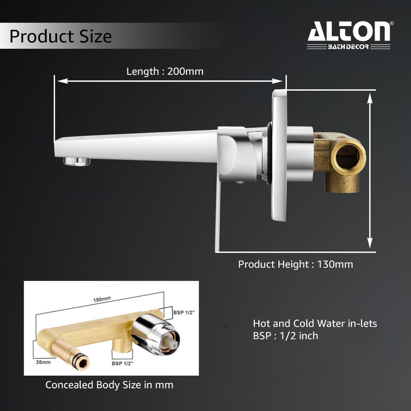 Alton ALTON FAM3450 Single Lever Concealed Basin Mixer Bathroom Wash Basin Mixer Basin Tap Wall Mounted Silver - Image 2