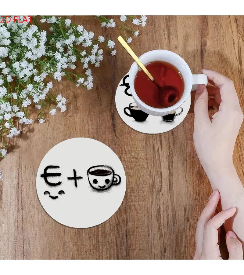 6 حاملات أكواب خشبية مناسبة للمكتب، وجه مرح، غير قابلة للانزلاق، مقاومة للحرارة، واقيات طاولة بسيطة مع وسادات حاملات أكواب متوافقة مع أكواب القهوة والشاي، ثنائية الأبعاد مسطحة - Image 5