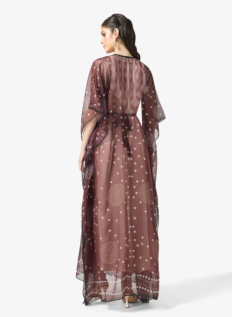 ارابيان كلوزيت Modern Bandhani Print Flowing Kaftan
