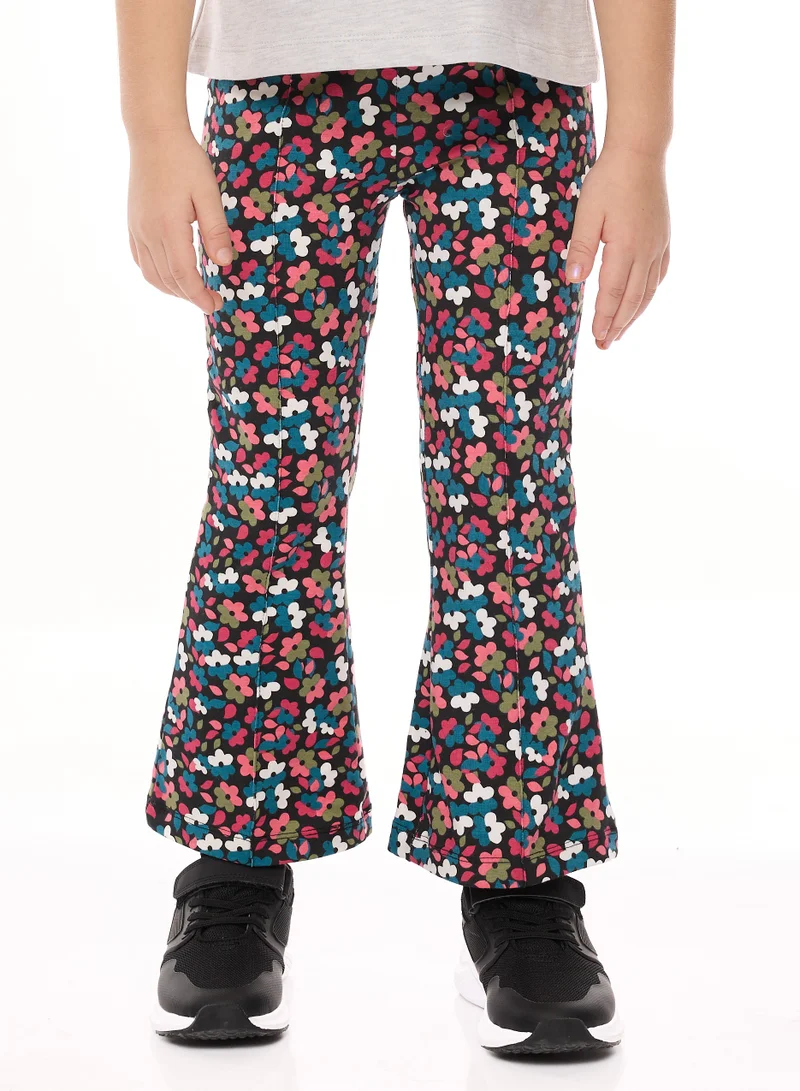 victor and jane Embellished Top And Printed Flared Legging - Set