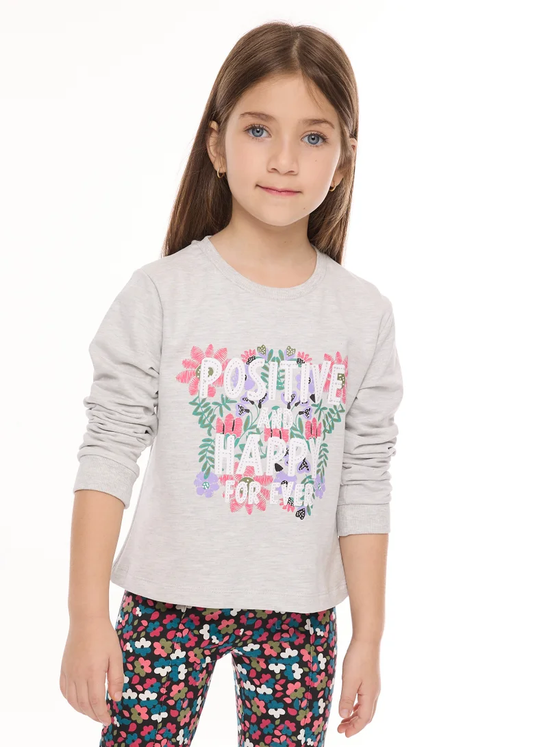 victor and jane Embellished Top And Printed Flared Legging - Set