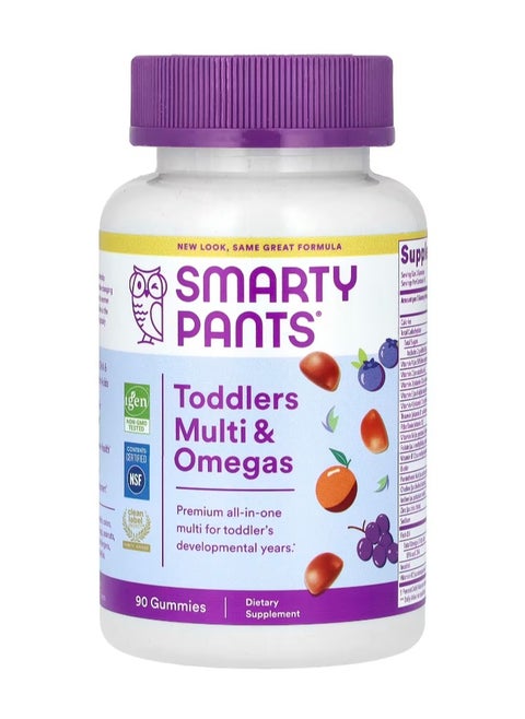 Toddler Formula Daily Gummy Multivitamin Vitamin C, D3, And Zinc for Immunity, Gluten Free, Omega 3 Fish Oil, Vitamin B6, B12, 90 Count - 30 Day Supply