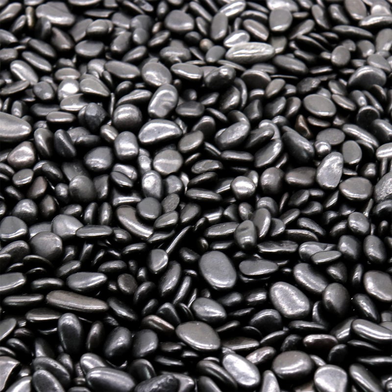 Premium Pebbles Black Rocks for Plants. Polished Decorative Pebbles. 1/5 Inch 2 lbs. for Garden, Landscaping, Vase fillers, Succulents, pots (Mini, Black, 2) - Image 1