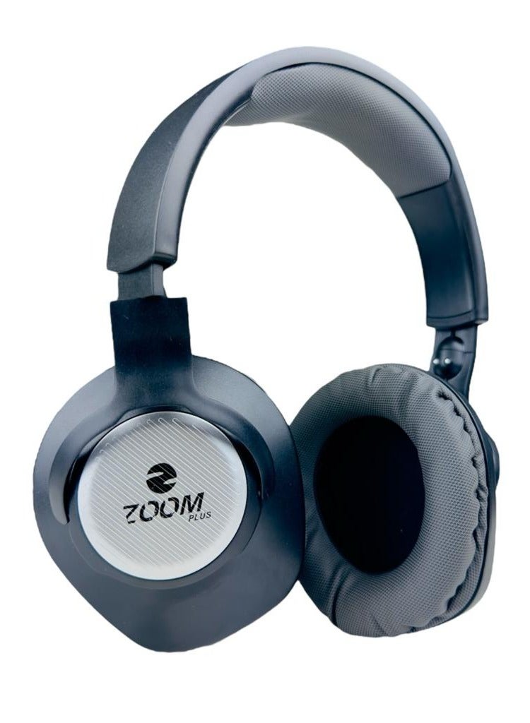 Zoom Plus سماعات رأس لاسلكية ZM-112 - بيور باس - بطارية 40 ساعة - شحن سريع - USB سريع من النوع C - قابلة للطي باللون الأسود