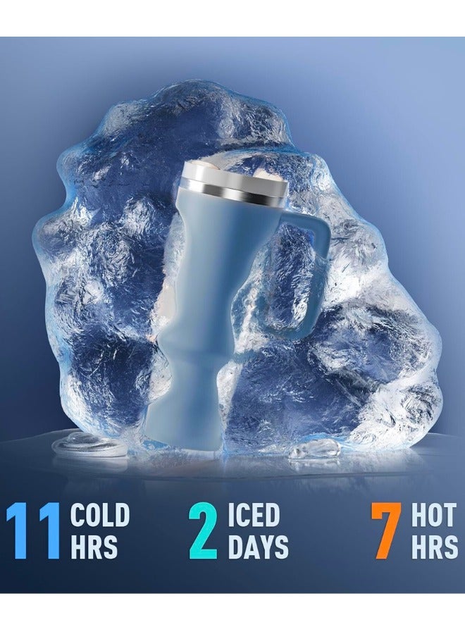 Chase Up Tumbler With Handle 40 oz Travel Mug Straw Covers Cup with Lid Insulated Quencher Stainless Steel Water Iced Tea Coffee Gift Blue… - Image 3