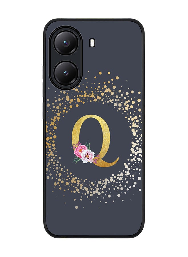 Stylizedd For Xiaomi Poco X7 Pro 5G Case,Slim fit Camera Protection, Shockproof Thin Phone cover  - Custom Monogram Floral - Q  (Grey ) - Image 1