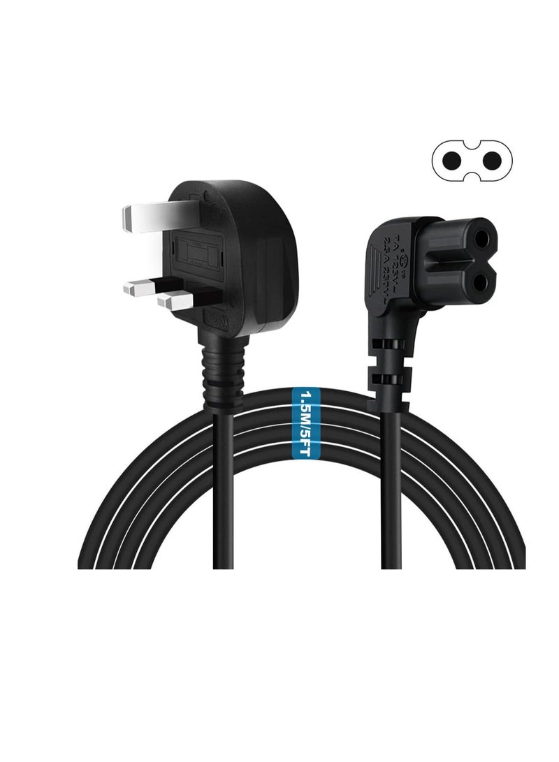 Terabyte كابل طاقة 3 دبابيس 1.5م، موصل زاوية يمين IEC-C7، توافق عالمي: PS4، PS5، سامسونج، LG، TCL، تلفاز سوني، كابل طاقة مكبر الصوت وكابل طاقة Xbox - Image 1