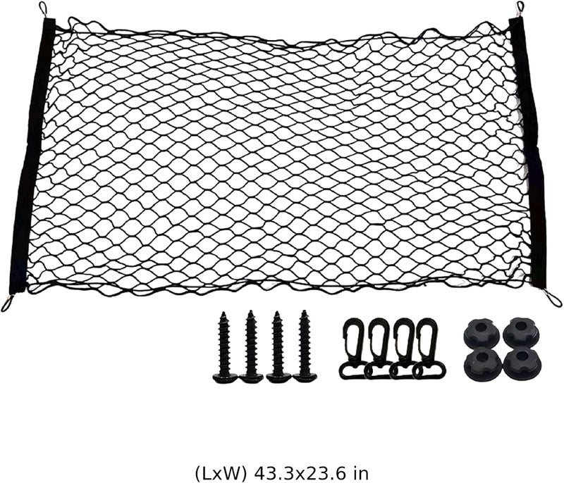 Pet Safety Driving Car Divider Dogs Gate, Elastic Mesh Stretchable Mesh Cargo Net Pet Barrier for Auto, 43.3 X 23.6 in Dog Net for Cars, Polyester Car Dog Barrier with Hook - Image 3