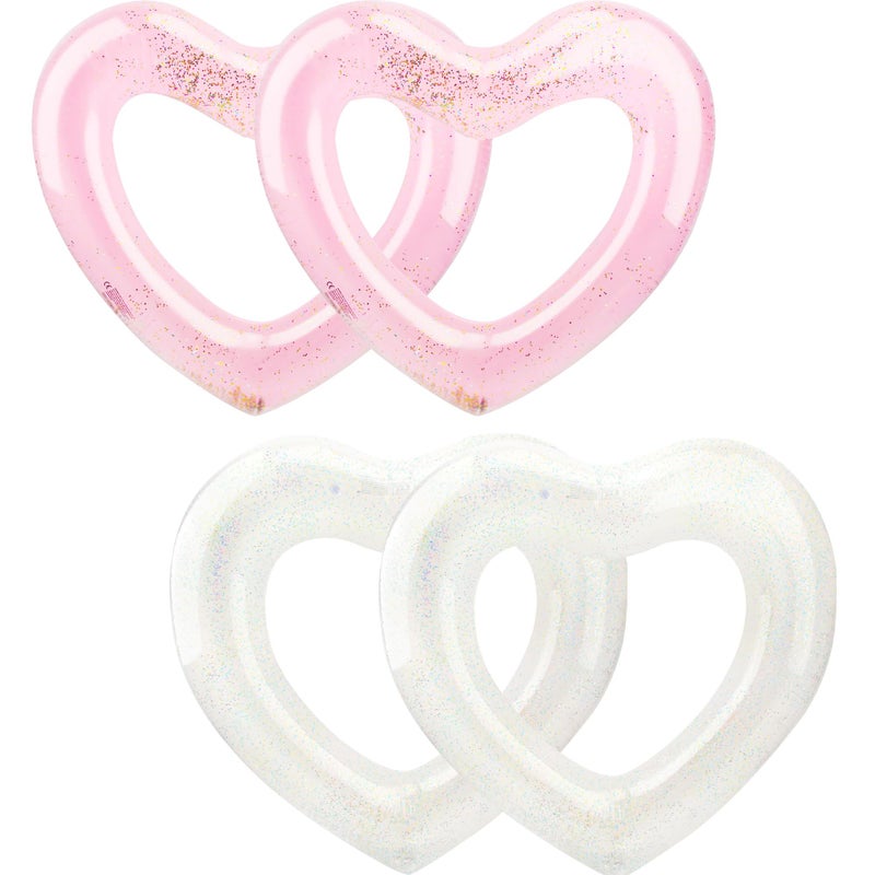 Sonarun 4 Pack Inflatable Swim Rings Float Heart Shaped Swimming Circle Pool Floats for Adults Pool Beach Party Supplies 472 x 394 Inch - Image 2