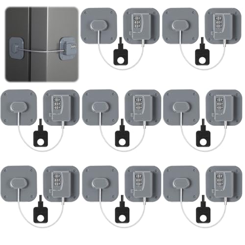 Yaocom 8 Pack Fridge Lock Heavy Duty Locks for Fridge Freezer Lock for Child Safety Cabinet Coded Adhesive Combination Refrigerator for Drawers Cabinet Window Easy Install No Drilling Black Gray - Image 1
