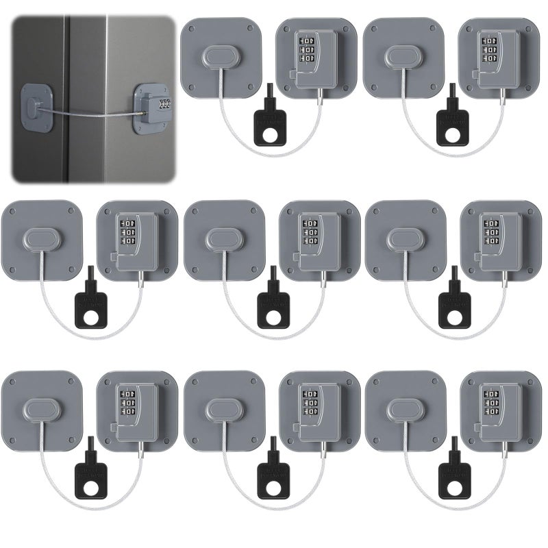 Yaocom 8 Pack Fridge Lock Heavy Duty Locks for Fridge Freezer Lock for Child Safety Cabinet Coded Adhesive Combination Refrigerator for Drawers Cabinet Window Easy Install No Drilling Black Gray - Image 2
