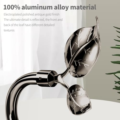 HIKMLK Leaf Shaped Curtain Holdbacks 2pcs, Handmade Metal Curtain Side Holders for Wall, Curtain Tieback Hook Pull Backs for Drapes Window Home Decoration (Black Nickel) - Image 2