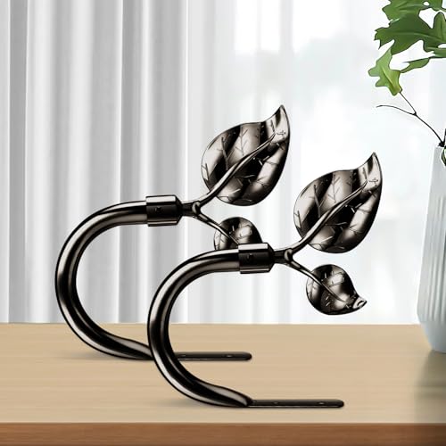 HIKMLK Leaf Shaped Curtain Holdbacks 2pcs, Handmade Metal Curtain Side Holders for Wall, Curtain Tieback Hook Pull Backs for Drapes Window Home Decoration (Black Nickel) - Image 3