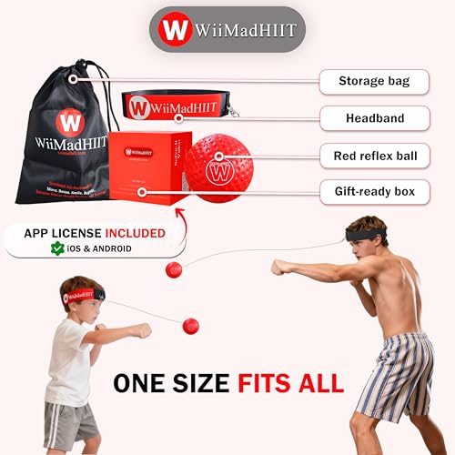 WiiMad Boxing Reflex Ball with App Punch Counter, Reaction Ball for Hand Eye Coordination Training, Boxing Equipment with Headband, Punching Game for Kids, Teens & Adults, Fitness Gift - Image 4