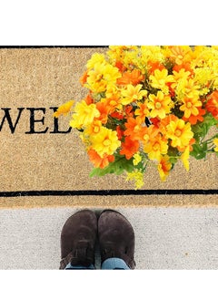 Excefore Artificial Fake Flowers, 6 Bundles Daisy Mums Flowers Outdoor UV Resistant Faux Shrubs Plants Indoor Outside Hanging Planter for Home Wedding Office DIY Garden Porch Décor (Orange Yellow)  - Image 5