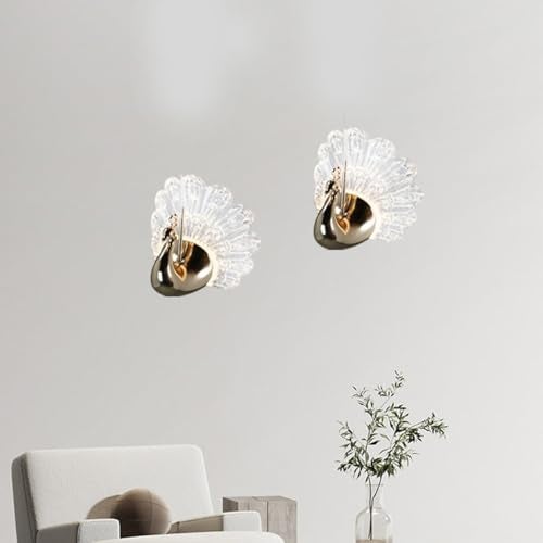 EMNDR Acrylic Wall Lamps, Gold Peacock Design, Wall Lighting Fixtures, Indoor Light, Luxury Wall Sconces for Bedside, Living Room, Wrought Iron Wall Lamp - Image 5