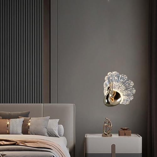 EMNDR Acrylic Wall Lamps, Gold Peacock Design, Wall Lighting Fixtures, Indoor Light, Luxury Wall Sconces for Bedside, Living Room, Wrought Iron Wall Lamp - Image 3