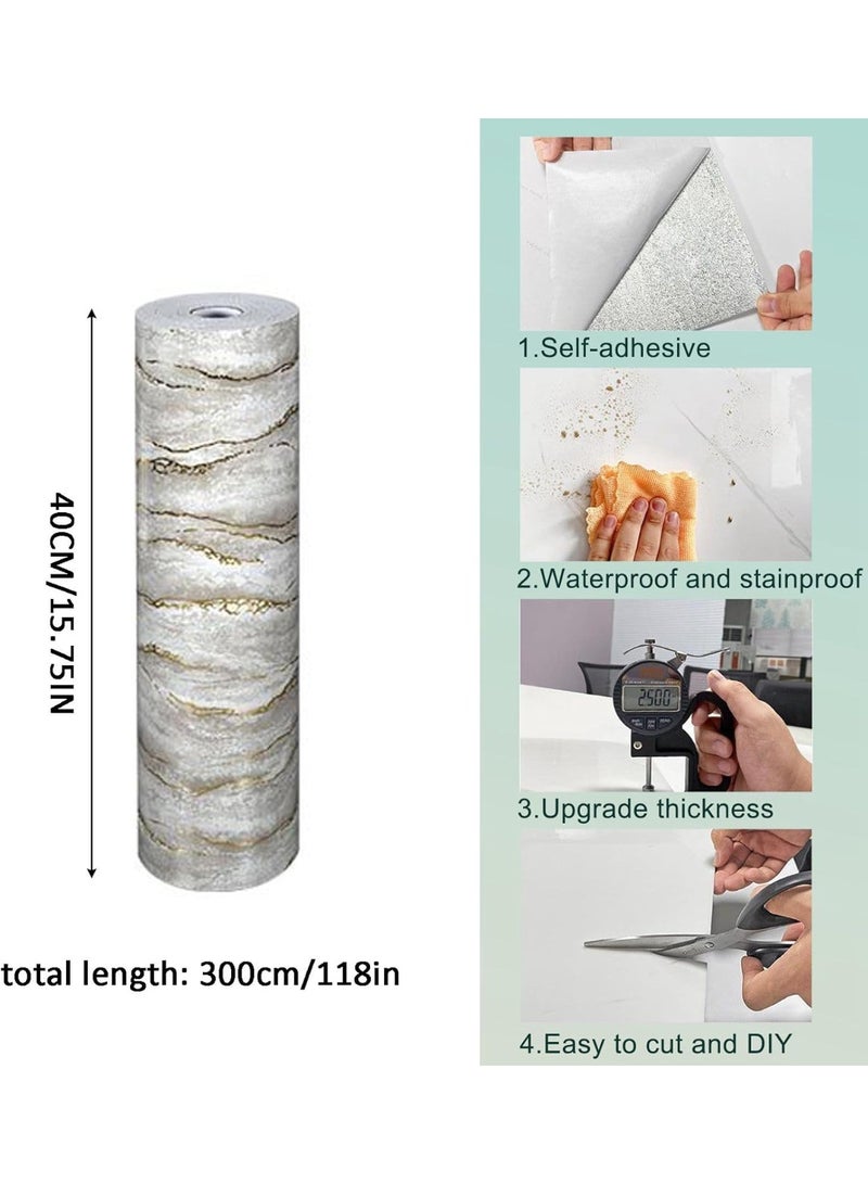 INSIJAM Self-Adhesive Panel Wall Sticker Marble Wall Tiles 300cm x 40cm 1 Roll DIY Kitchen Tile Stickers Waterproof Peel and Stick on Wall Tiles for Bathroom Bedroom Home Decor - Image 3
