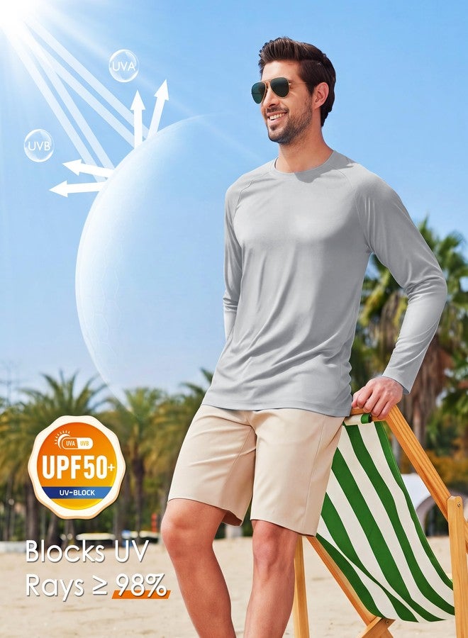 Boladeci SPF Shirts for Men Long Sleeve Swim Shirts Tops UPF 50+ Sun UV Protection Clothing Summer Fishing Shirts Rash Guard Athletic T-Shirts (Gray) - Image 3
