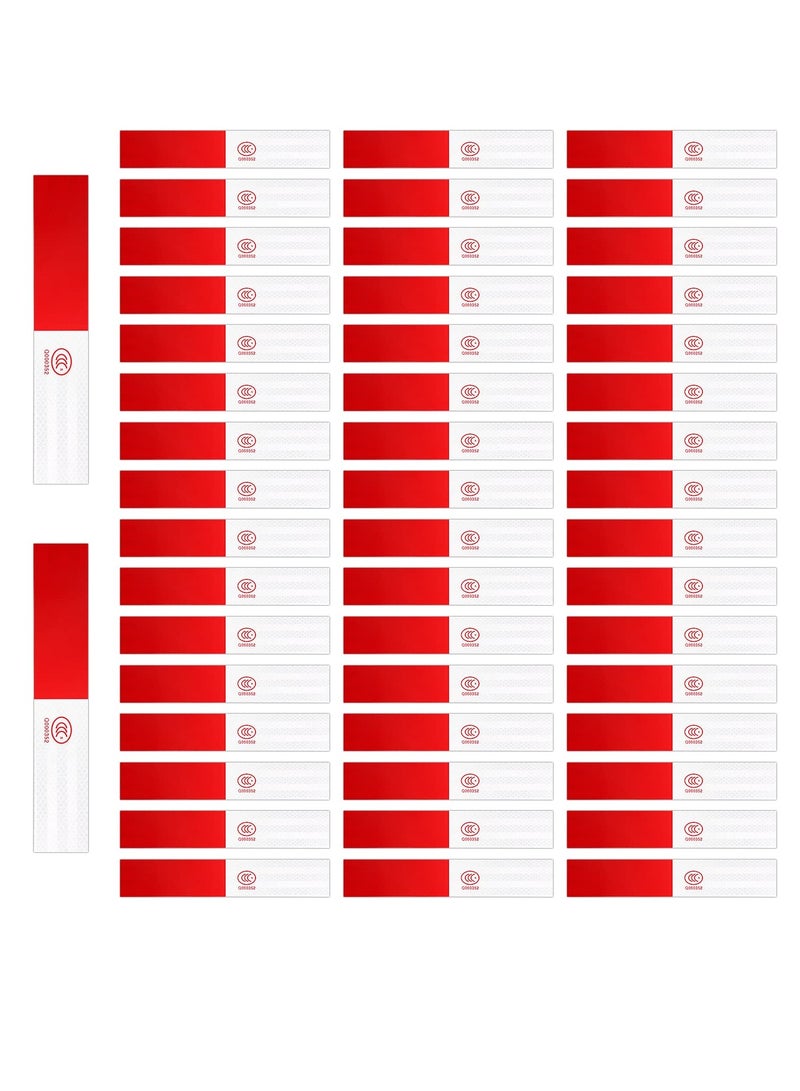 SOLARAE 50pcs Car Strips Reflective Tape, 2 X 12 " Vehicle Reflective Tape Red and White Waterproof Caution Warning Tape Reflector Strips for Trailers Trucks Road Signs, Reflective Stickers Marking Traffic - Image 1