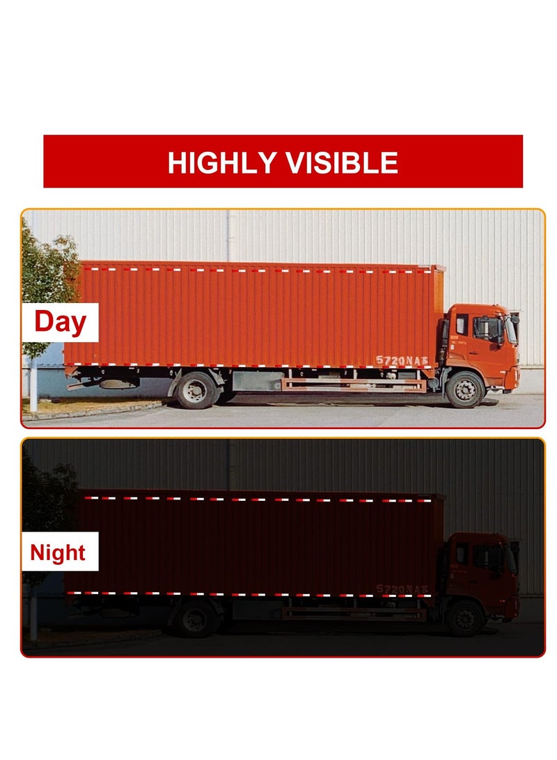 SOLARAE 50pcs Car Strips Reflective Tape, 2 X 12 " Vehicle Reflective Tape Red and White Waterproof Caution Warning Tape Reflector Strips for Trailers Trucks Road Signs, Reflective Stickers Marking Traffic - Image 5