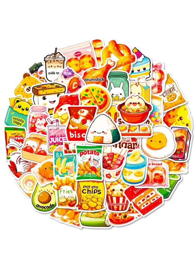 NIBEMINENT 50 Pcs Snack Combination Deco Kit Waterproof Stickers, High Definition Printing Bright Colors, Suitable for Laptop Skateboard Luggage Water Bottle Guitar DIY  - Image 1