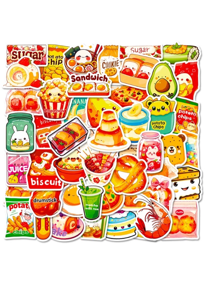 NIBEMINENT 50 Pcs Snack Combination Deco Kit Waterproof Stickers, High Definition Printing Bright Colors, Suitable for Laptop Skateboard Luggage Water Bottle Guitar DIY  - Image 2