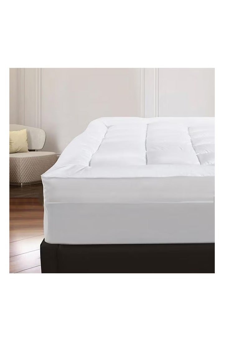 Soufa Dibaj Microfiber Mattress Topper 8 cm With Microfiber Filling and Rubber Corners Edges - 200x200 cm - White - Image 2