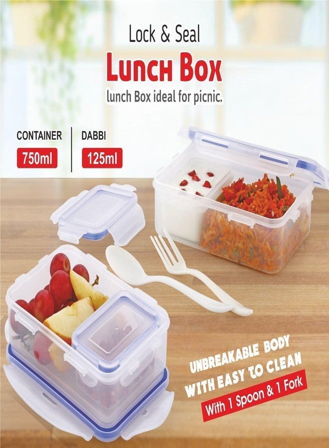Japak Lock & Seal Airtight Lunch Box Set (750ml + 150ml) – 900ml Transparent, Durable & Leak-Proof Tiffin for School, Office & Travel Food Storage - Image 2