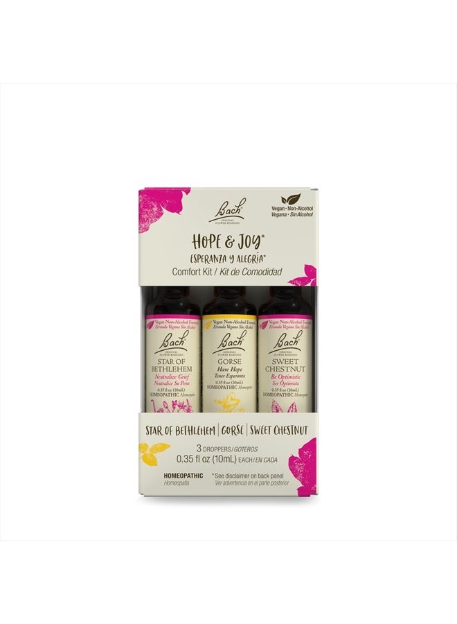 Bach Original Flower Remedies, Hope & Joy Kit, For Comfort & Optimism (Non-Alcohol Formula), Natural Homeopathic Flower Essence, Vegan, 3 x 10mL Droppers  - Image 1