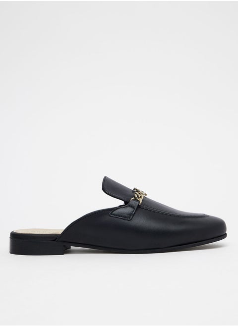 Leather Chain Mule Loafers