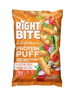 Right Bite Vegan Protein Puff, Gluten Free, Baked Not Fried 16g Protein 50g (PACK OF 4, VEGETABLE SEASONINGS) - pzsku/Z6C94306D0B576CE0E650Z/45/_/1722075752/d60b2c56-de41-449d-b8c8-e28663be3de3