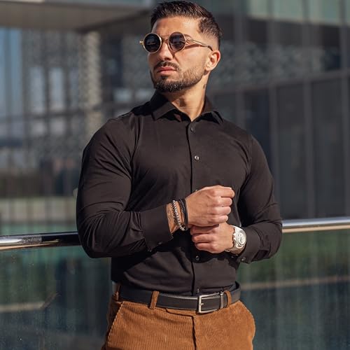 SERASAR Pulsera de cuero plateado para hombre 20cm Idea regalo Caja Piel vacuno trenzada genuino trenzado multicapa ajustable con cierre magnético - Image 3