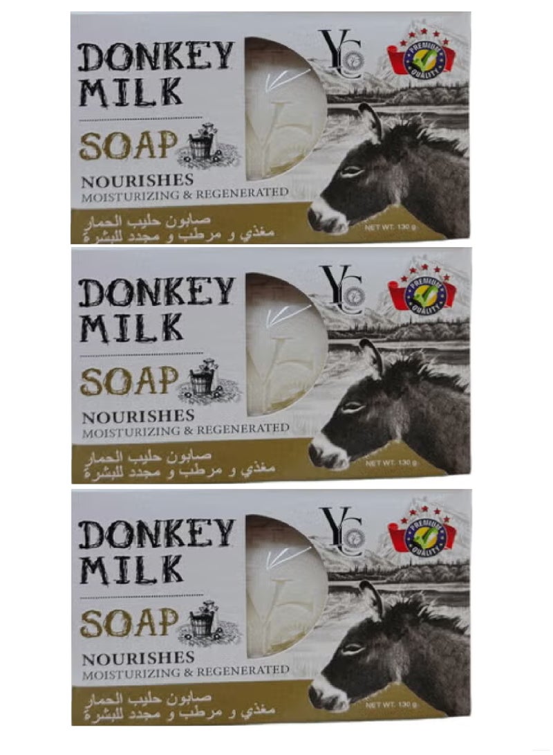 واي سي 3 قطعة من صابون بالحليب مغذي ومرطب ومجدد للبشرة متعدد الألوان 130جرام - Image 1