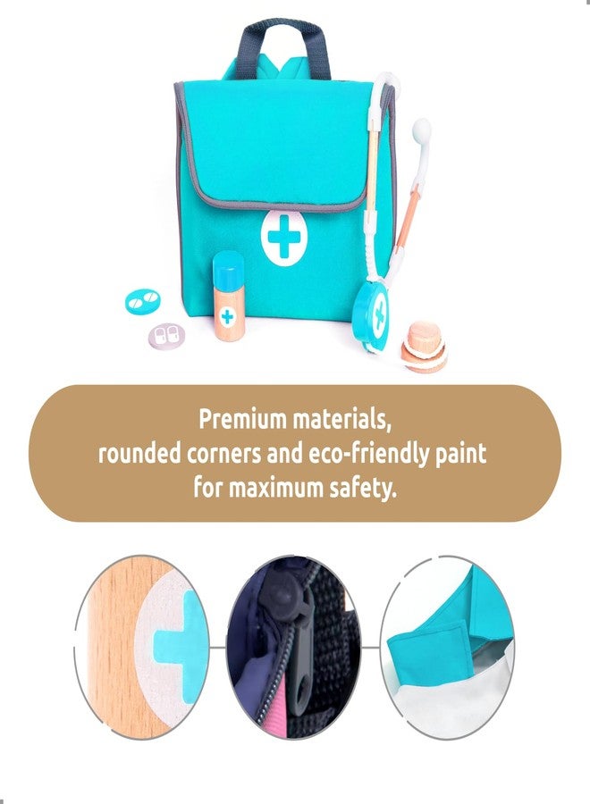 UMU® Wooden Doctor's Case, Children's Play Set with Stethoscope, Blood Pressure Monitor, Dentist Accessories and More, Doctor Case Toy for Role Play, 24-Piece Medical Kit for Children from 3, 4, 5 - Image 2