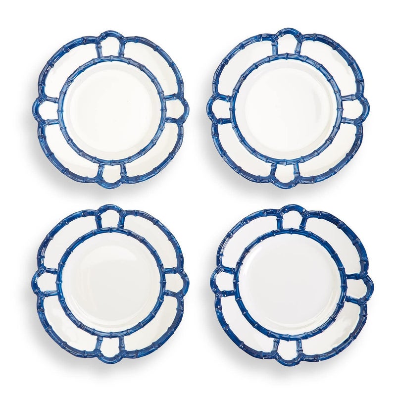 Two's Company Twos Company Set of 4 Blue Bamboo Touch Dinner Plate