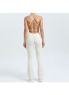 Adjustable Straps Backless Bodysuit Yoga Fitness Peach Lift Beige