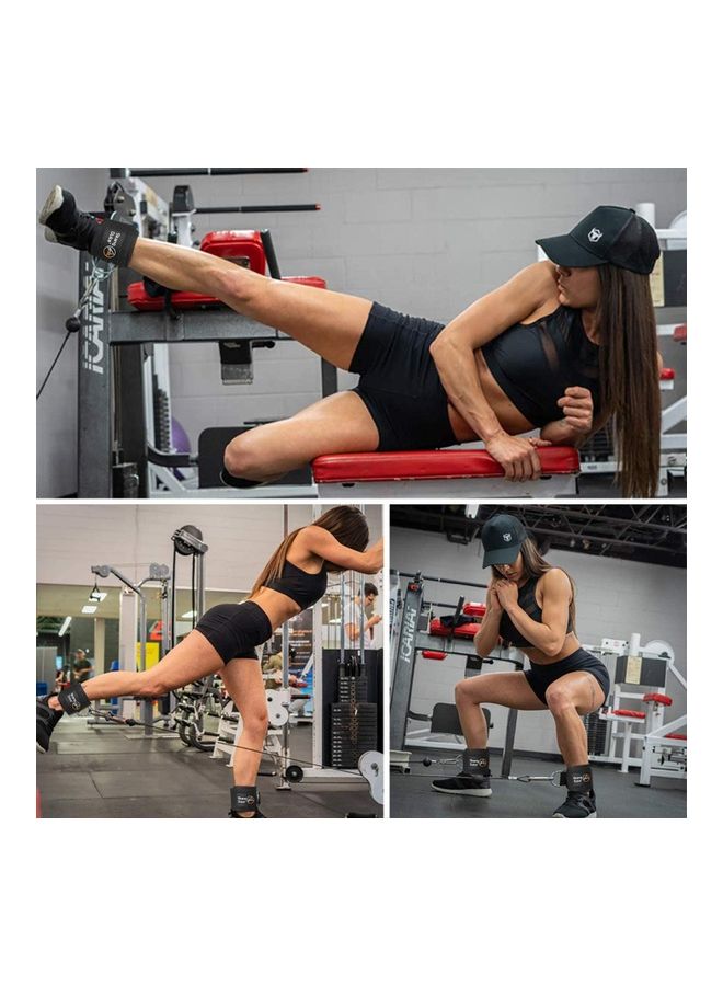 Captaintech Black Padded Ankle Straps for Cable Machines (47x5x1cm) – Heavy Duty Kickback Exercise Straps - Image 3