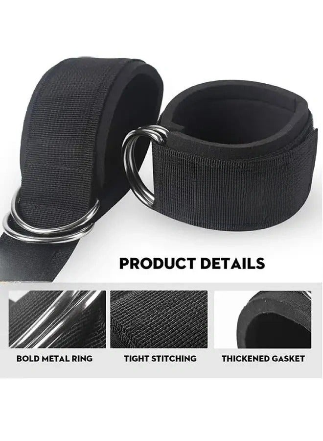 Captaintech Black Padded Ankle Straps for Cable Machines (47x5x1cm) – Heavy Duty Kickback Exercise Straps - Image 2