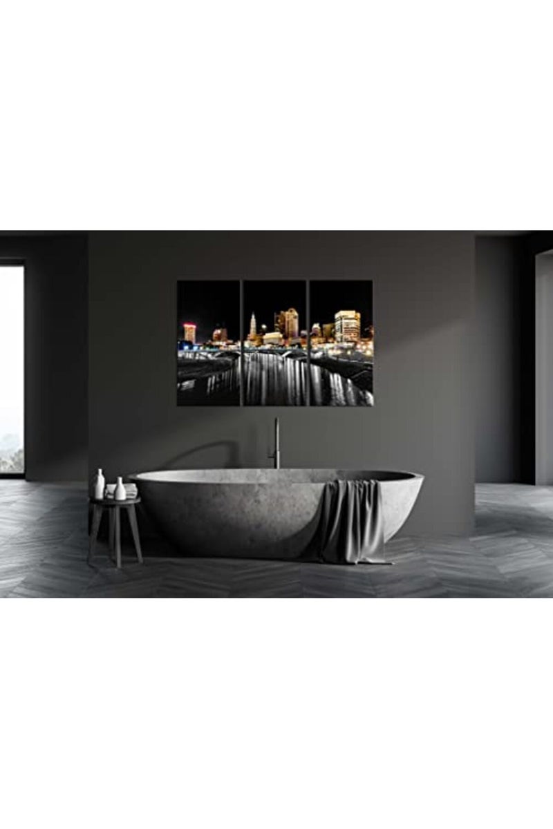 Artbrush Tower Columbus Ohio Wall Art Artwork Canvas Print for Living Room Nature Landscape Pictures Framed Columbus Skyline Night Wall Decor USA View Painting Poster Home Bedroom Decorations - Image 5