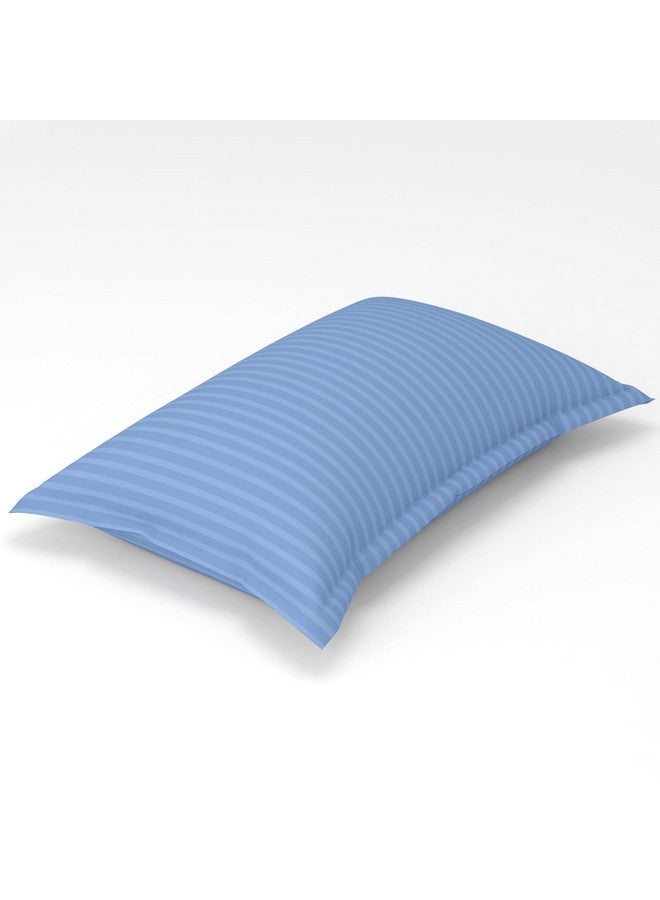 Homefab India 160 TC Stripe Glace Cotton Single BedSheet with 1 Pillow Cover - Sky Blue - Image 2