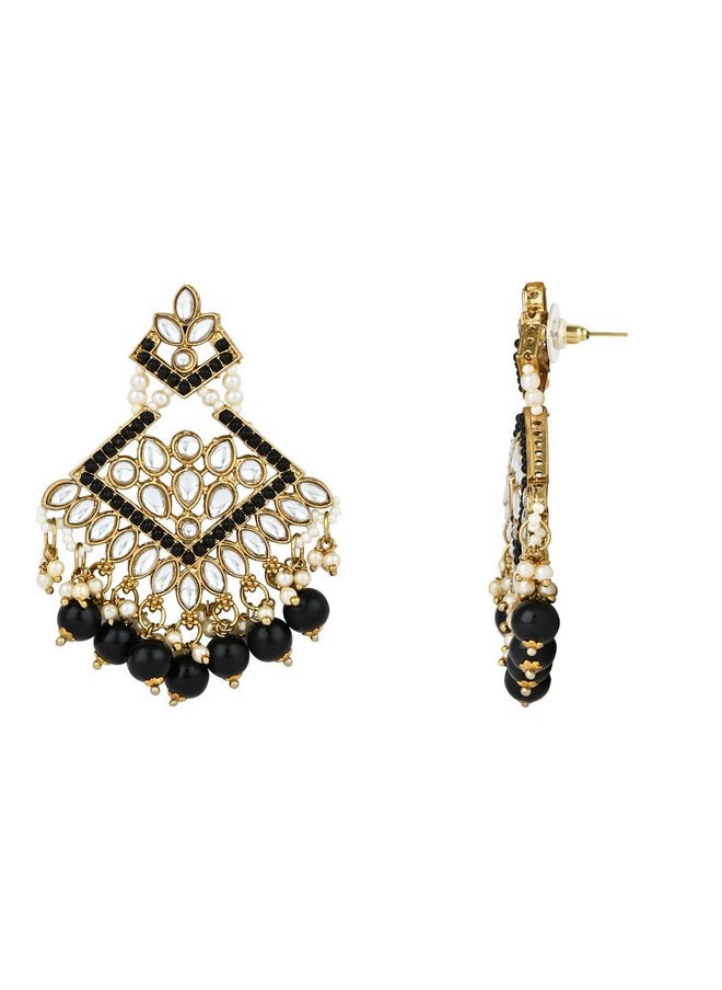 I Jewels I Jewels Gold Plated Traditional Kundan Pearl Drop Choker Necklace Jewellery & Dangle Earrings Set For Women/Girls (K7273B)  - Image 5