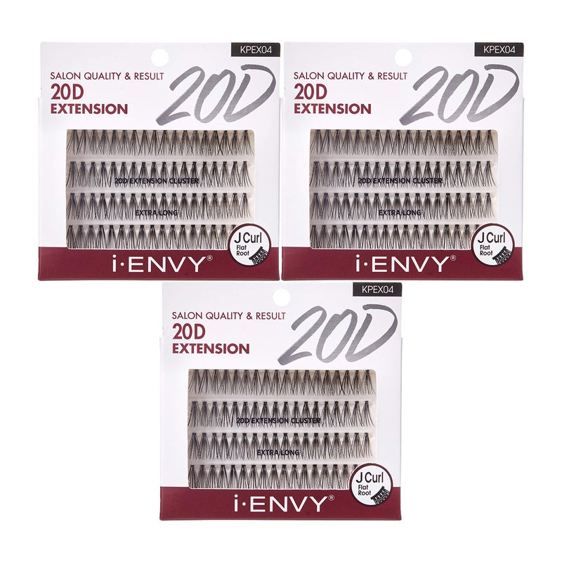 iENVY 20D Extension Cluster Individual Lashes Extra Long 3 PACK