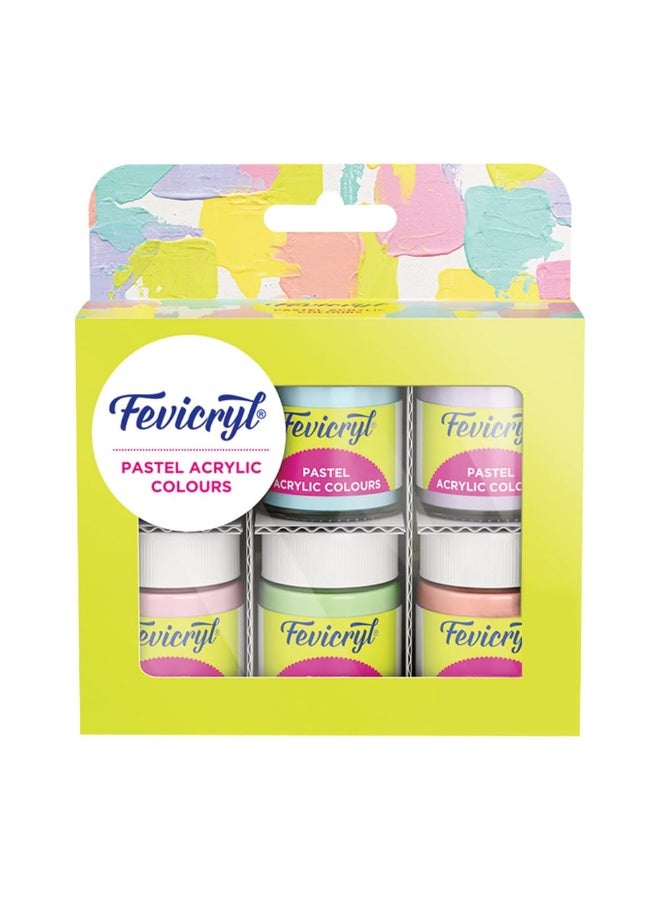Fevicryl Multi Surface Pastel Acrylic Colours Kit 6 Shades X 15Ml | Ideal For Wood, Glass, Canvas, Metal, Plastic, Mould It | For Hobbyists, Artists, Diy Art And Craft