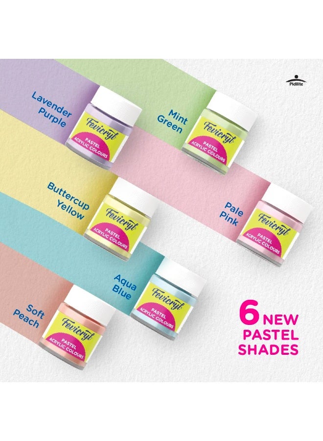 Fevicryl Multi Surface Pastel Acrylic Colours Kit 6 Shades X 15Ml | Ideal For Wood, Glass, Canvas, Metal, Plastic, Mould It | For Hobbyists, Artists, Diy Art And Craft - Image 4