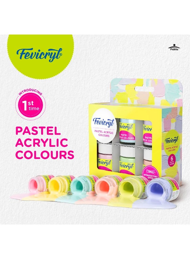 Fevicryl Multi Surface Pastel Acrylic Colours Kit 6 Shades X 15Ml | Ideal For Wood, Glass, Canvas, Metal, Plastic, Mould It | For Hobbyists, Artists, Diy Art And Craft - Image 5