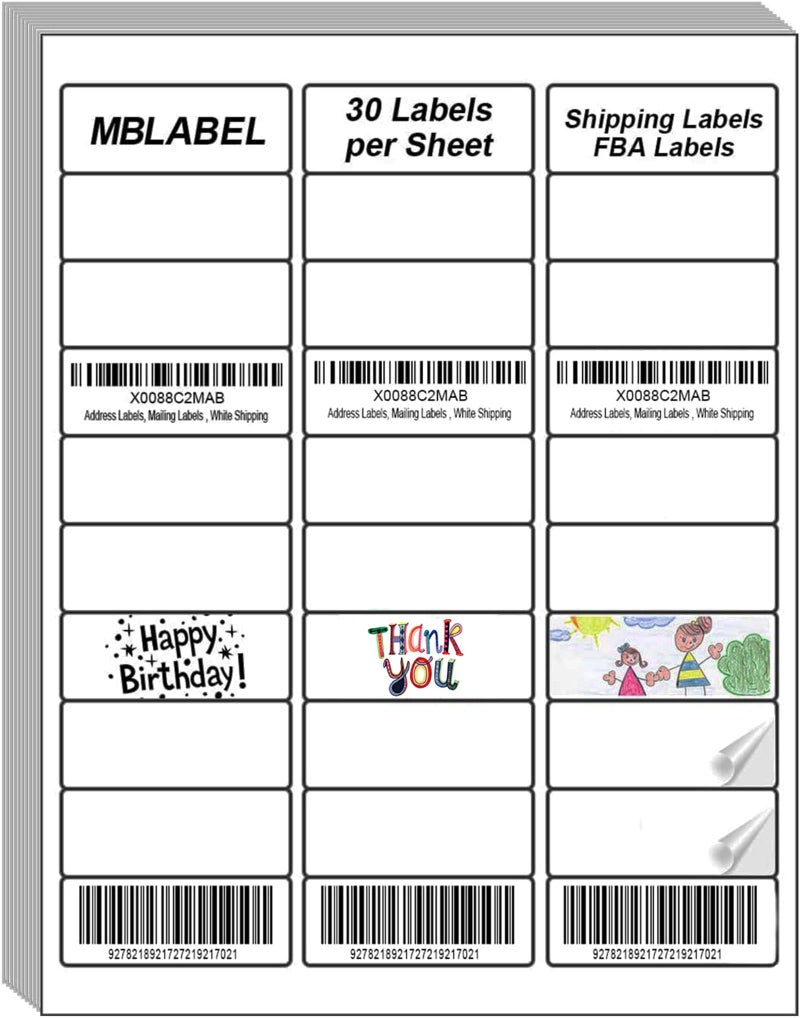 MBLABEL 200 Sheets 6000 Lables Shipping Return Address Labels for Laser & Inkjet Printers, 1" x2-5/8 White Shipping Labels, 30 Up Labels Printable Mailing Address Label - Image 2