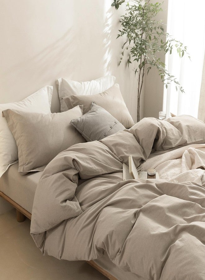 BDEAR Linen Grey Duvet Cover King Size 104'' W x 90'' L, 100% Washed Cotton Duvet Cover with Zipper Closure Plus 2 Pillowcases, Oeko TEX Standard Certificated - Image 2