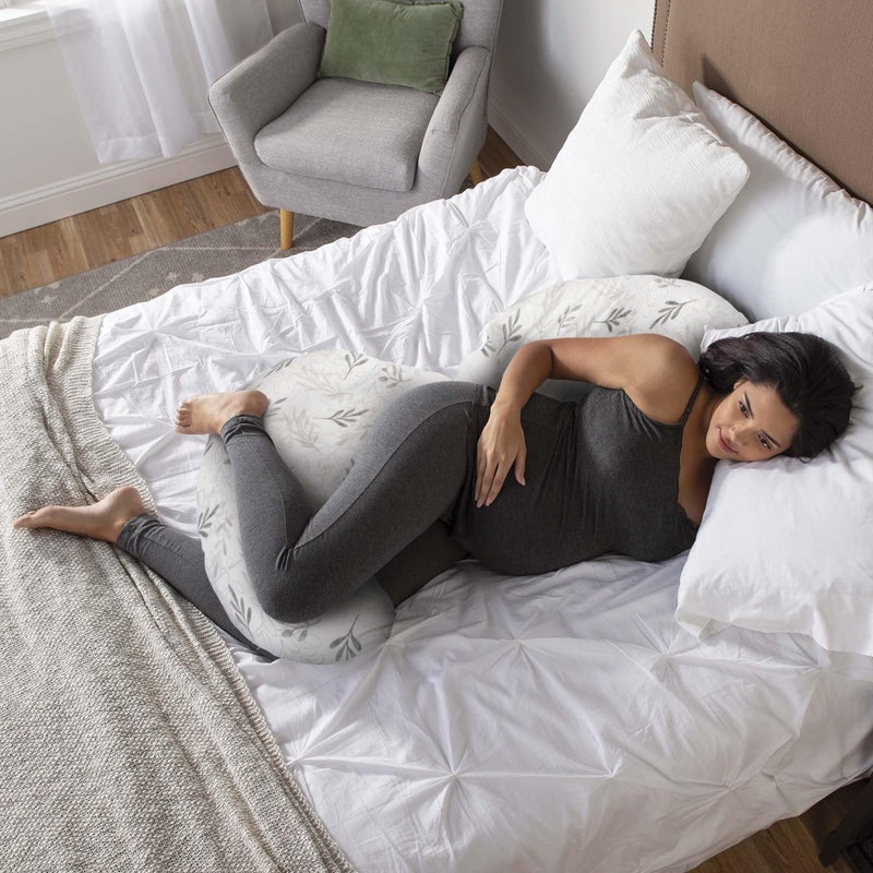 Boppy Total Body Pregnancy Pillow, Gray Wispy Leaves, Body Pillow for Prenatal and Postpartum Support, Removable Cover Included - Image 3