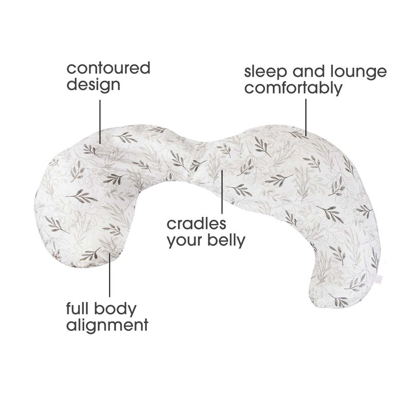 Boppy Total Body Pregnancy Pillow, Gray Wispy Leaves, Body Pillow for Prenatal and Postpartum Support, Removable Cover Included - Image 2